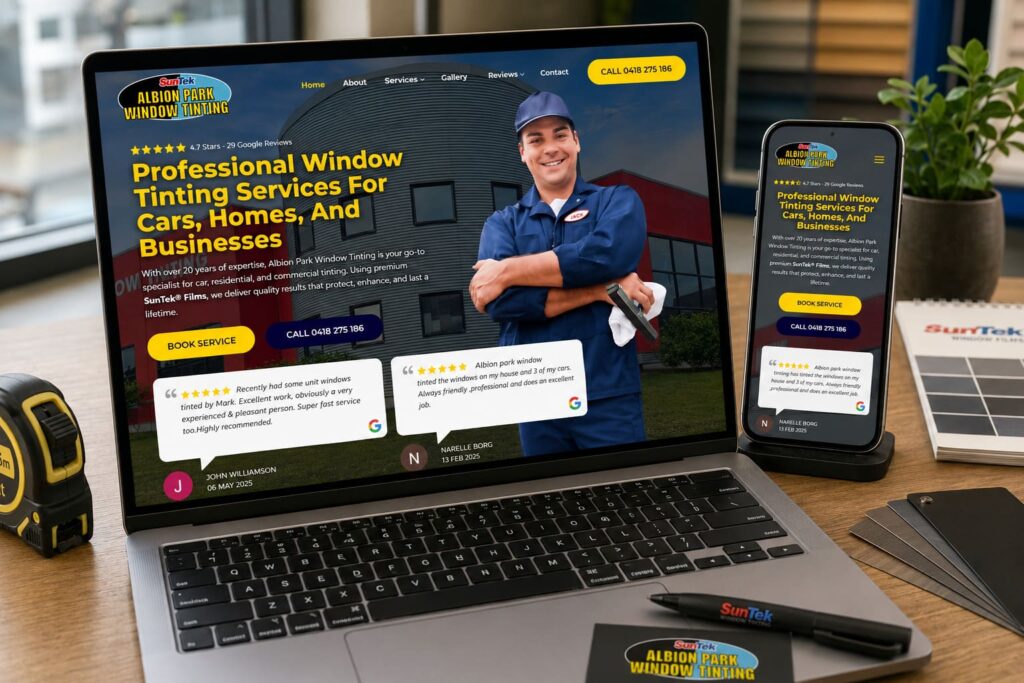 Albion Park Window Tinting website by Boostable Marketing Agency