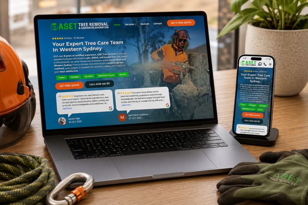 ASET Tree Removal website by Boostable Marketing Agency