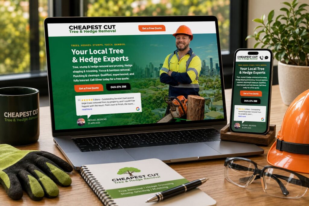 Cheapest Cut Tree & Hedge Removal website by Boostable Marketing Agency