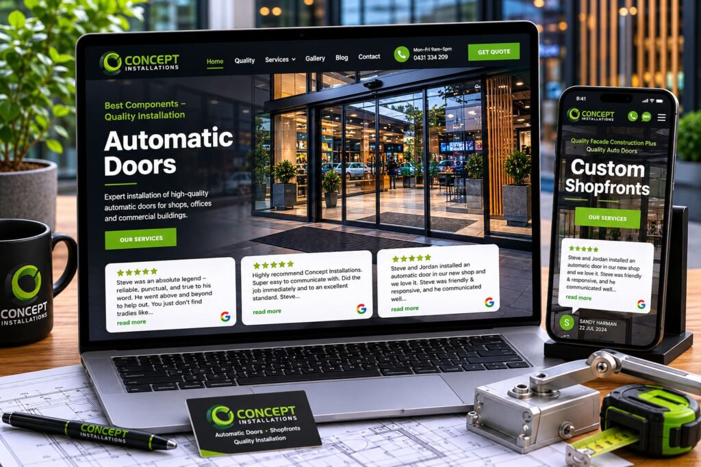 Concept Installations Automatic Doors website by Boostable Marketing Agency