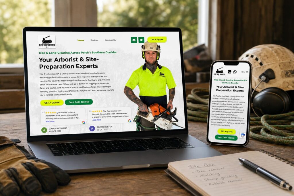 Elite Tree Services WA website by Boostable Marketing Agency