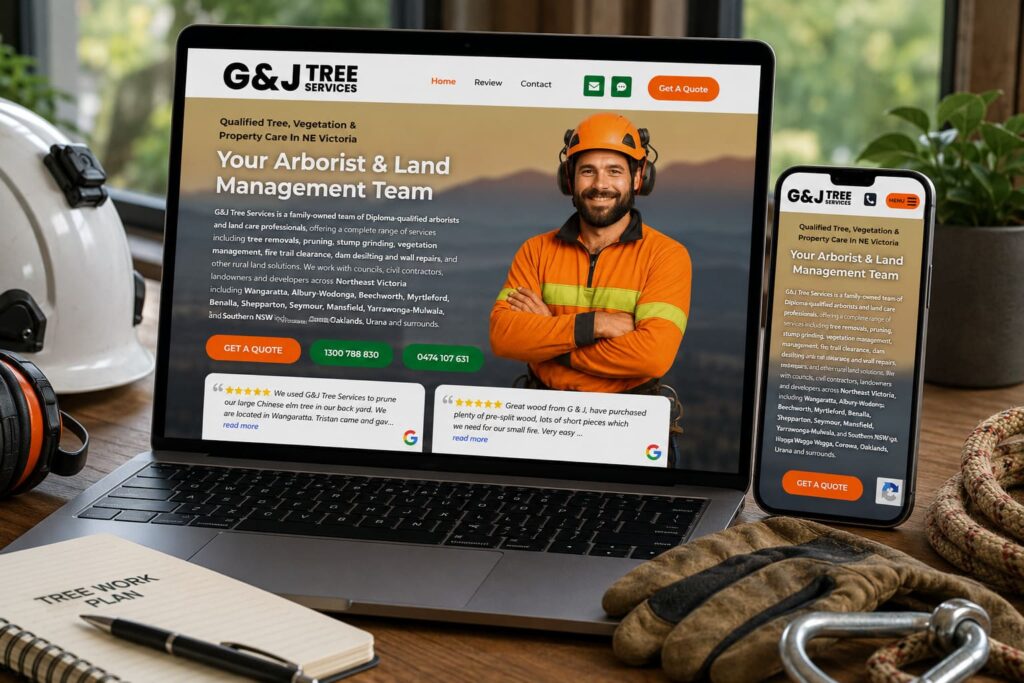 G&J Tree Services Wangaratta website by Boostable Marketing Agency