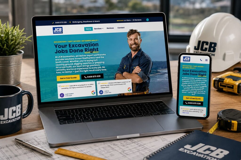 JCB Excavation Shellharbour website by Boostable Marketing Agency