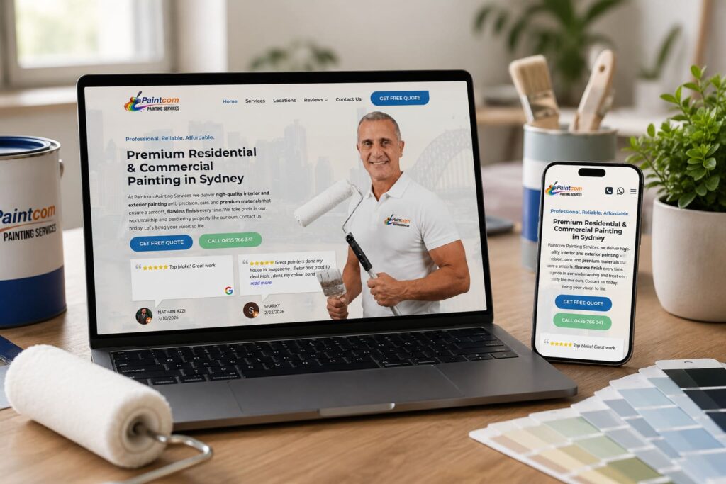 Paintcom Painting Services Sydney website by Boostable Marketing Agency
